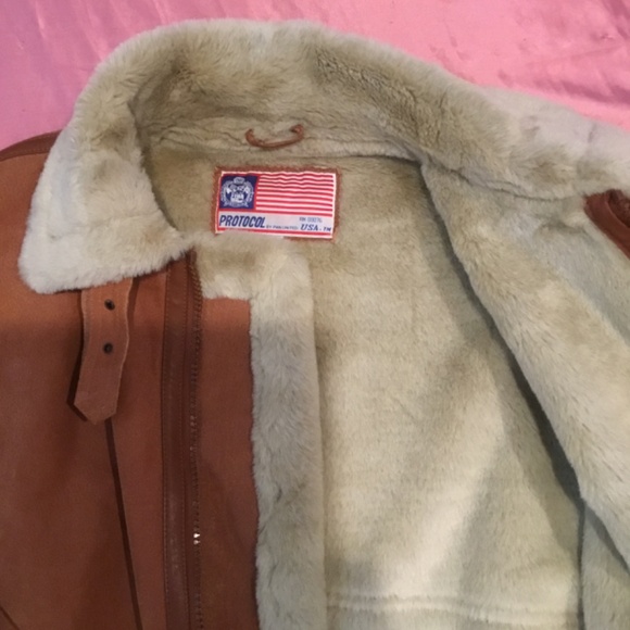 Pan United Protocol Leather suede fur bomber jacket M made in the USA - Picture 7 of 17